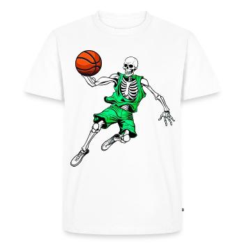 Basket-ball des Skeletons / Crâne de Hooper - T-shirt Premium bio Homme - blanc - Devant - Nico (187cm)