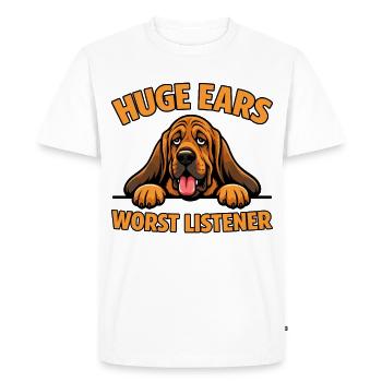 Bloodhound, Grandes Oreilles Pire Auditeur - T-shirt Premium bio Homme - blanc - Devant - Nico (187cm)