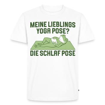 Méditation préférée de la grenouille en posture de yoga - T-shirt Premium bio Homme - blanc - Devant - Nico (187cm)