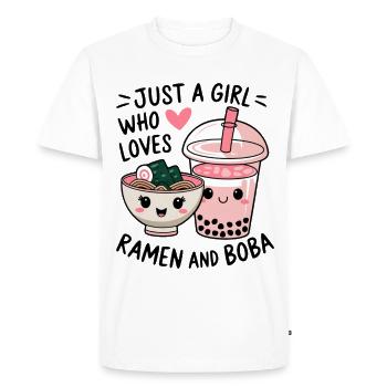 Girl loves ramen and boba - Men's Premium Organic T-Shirt - white - Front - Nico (187cm)