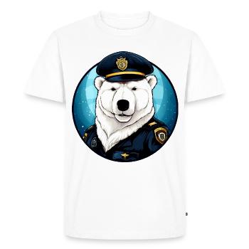 Policière Ours Polaire / Policier Polaire Ours Polaire - T-shirt Premium bio Homme - blanc - Devant - Nico (187cm)