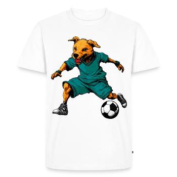 Footballeur chien - T-shirt Premium bio Homme - blanc - Devant - Nico (187cm)