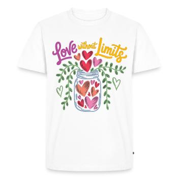 Chemise Love Without Borders – Une idée cadeau - T-shirt Premium bio Homme - blanc - Devant - Nico (187cm)