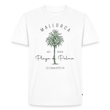 Mallorca palm tree logo est. 2026 - Men's Premium Organic T-Shirt - white - Front - Nico (187cm)