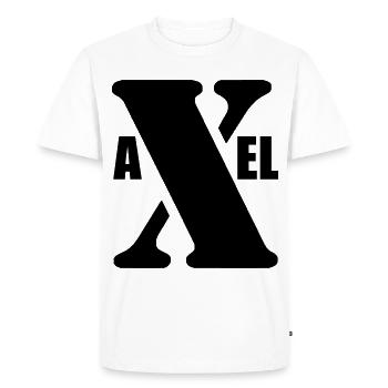 Axel – First Name Design | Minimal Typography - Men's Premium Organic T-Shirt - white - Front - Nico (187cm)