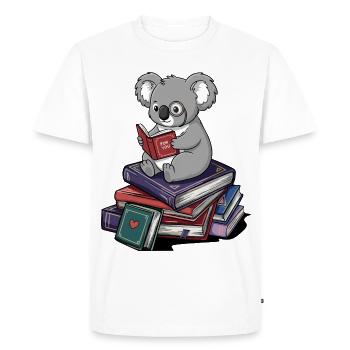 Ours koala rat de bibliothèque lisant des livres d’art - T-shirt Premium bio Homme - blanc - Devant - Nico (187cm)