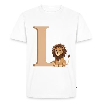 L-Lion Lettre L avec Lion - T-shirt Premium bio Homme - blanc - Devant - Nico (187cm)