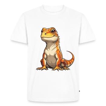 Dinosaure orange au look amical - T-shirt Premium bio Homme - blanc - Devant - Nico (187cm)
