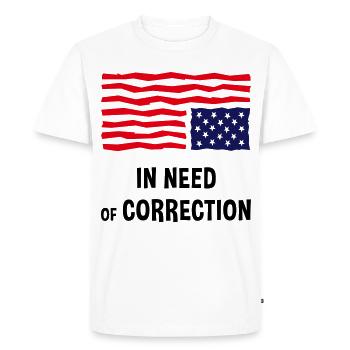 À corriger (drapeau américain à l’envers) - T-shirt Premium bio Homme - blanc - Devant - Nico (187cm)