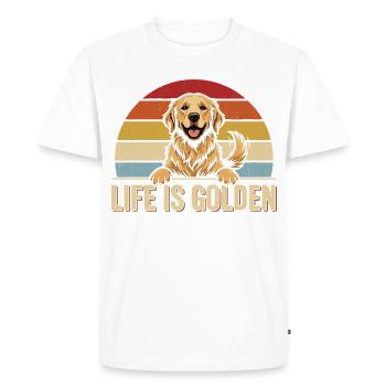 VIBRATIONS GOLDEN RETRIEVER Motif rétro - T-shirt Premium bio Homme - blanc - Devant - Nico (187cm)
