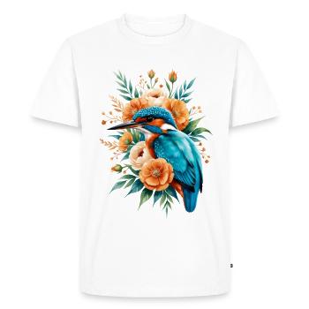 Le martin-pêcheur dans une couronne de fleurs - T-shirt Premium bio Homme - blanc - Devant - Nico (187cm)