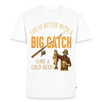 Life Is Better With A Big Catch - Men's Premium Organic T-Shirt - white - Front - Nico (187cm)
