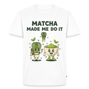 Le matcha m’a fait le faire thé vert Matcha Latte Lover - T-shirt Premium bio Homme - blanc - Devant - Nico (187cm)