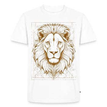 Tête de lion géométrique ornée - T-shirt Premium bio Homme - blanc - Devant - Nico (187cm)