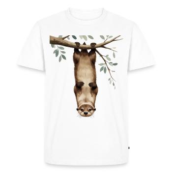 Loutre sur une branche – joueuse dans la cime des arbres - T-shirt Premium bio Homme - blanc - Devant - Nico (187cm)