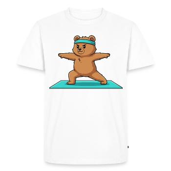 Yoga Bear faisant la posture du guerrier - T-shirt Premium bio Homme - blanc - Devant - Nico (187cm)