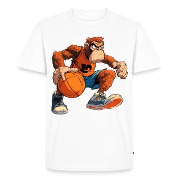 Joueur de basket-ball Monkey / Hooper - T-shirt Premium bio Homme - blanc - Devant - Nico (187cm)