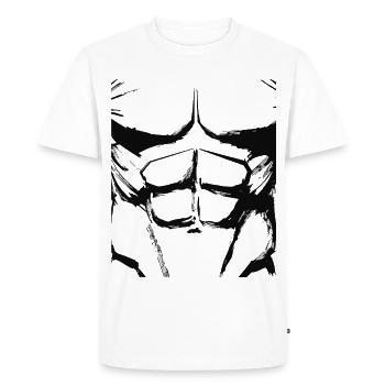 Croquis musculaire anatomique - Art corporel au cel shading - T-shirt Premium bio Homme - blanc - Devant - Nico (187cm)