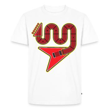 Guitare électrique Red Abstract Shape - T-shirt Premium bio Homme - blanc - Devant - Nico (187cm)