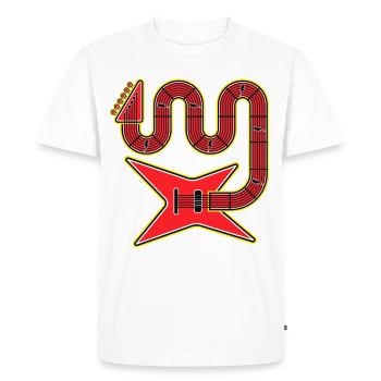 Guitare électrique Red Abstract Shape - T-shirt Premium bio Homme - blanc - Devant - Nico (187cm)