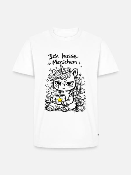 Süßes Einhorn Kritzelstil mit Spruch - Männer Premium Bio T-Shirt - Weiß