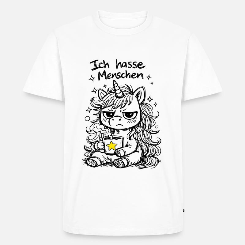 Süßes Einhorn Kritzelstil mit Spruch - Männer Premium Bio T-Shirt - Weiß