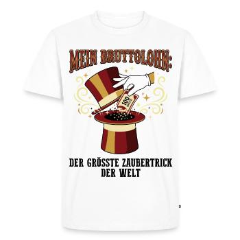 Mon tour de magie sur le salaire brut - T-shirt Premium bio Homme - blanc - Devant - Nico (187cm)
