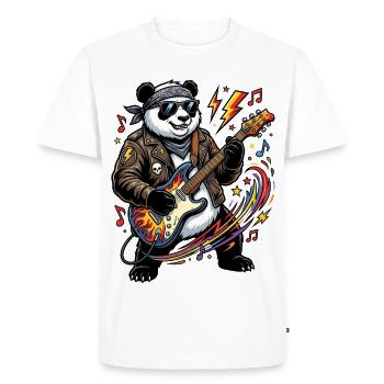 Panda Guitar Rocker in Leather - Men's Premium Organic T-Shirt - white - Front - Nico (187cm)