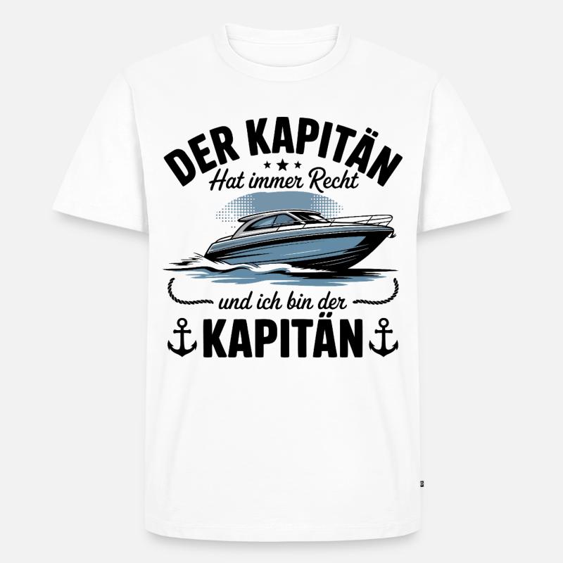 Kapitän Boot Bootsführerschein - Männer Premium Bio T-Shirt - Weiß