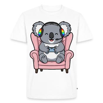 Joueur Koala Bear jouant aux jeux vidéo Art - T-shirt Premium bio Homme - blanc - Devant - Nico (187cm)