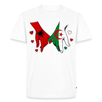 Drapeau Alberge se tenant la main - T-shirt Premium bio Homme - blanc - Devant - Nico (187cm)