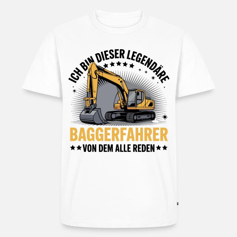 Baggerfahrer Bagger - Männer Premium Bio T-Shirt - Weiß