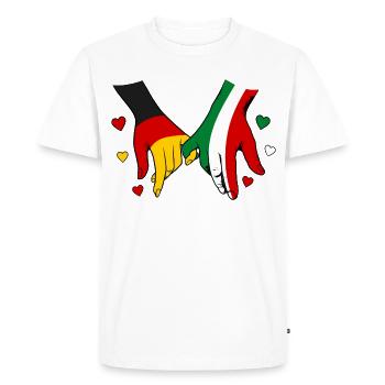 Allemagne : drapeaux italiens se tenant la main - T-shirt Premium bio Homme - blanc - Devant - Nico (187cm)