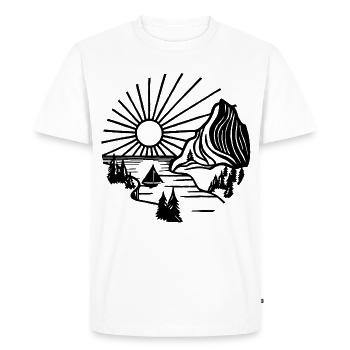 Paysage de vacances (noir) - T-shirt Premium bio Homme - blanc - Devant - Nico (187cm)