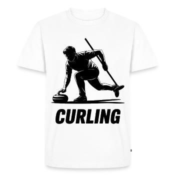 Curling Man Athlete Action Silhouette - Men's Premium Organic T-Shirt - white - Front - Nico (187cm)