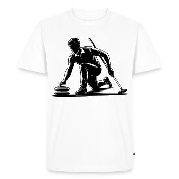 Silhouette d’action d’athlète Homme Curling - T-shirt Premium bio Homme - blanc - Devant - Nico (187cm)
