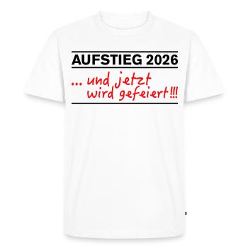 Promotion 2026 : La promotion est désormais célébrée - T-shirt Premium bio Homme - blanc - Devant - Nico (187cm)