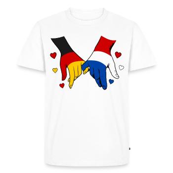 Germany Holland Flag Holding Hands - Men's Premium Organic T-Shirt - white - Front - Nico (187cm)