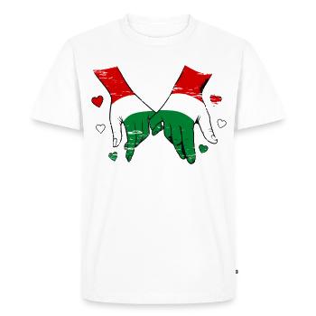 Drapeau hongrois main dans la main utilisé - T-shirt Premium bio Homme - blanc - Devant - Nico (187cm)