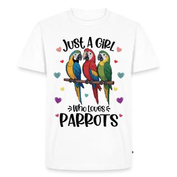 La fille adore les perroquets - T-shirt Premium bio Homme - blanc - Devant - Nico (187cm)