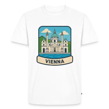 Vienna Austria Karlskirche Vintage Travel Emblem - Men's Premium Organic T-Shirt - white - Front - Nico (187cm)