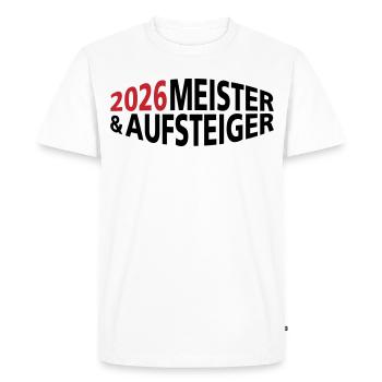 Champion and promoted team 2026 - Men's Premium Organic T-Shirt - white - Front - Nico (187cm)