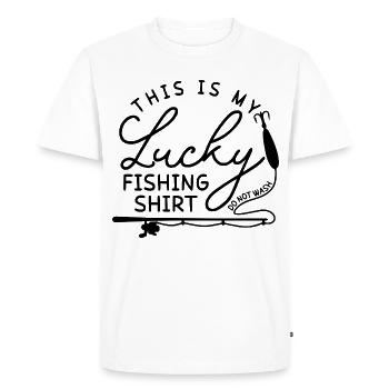 C’est ma chemise de pêche porte-bonheur, ne pas laver - T-shirt Premium bio Homme - blanc - Devant - Nico (187cm)