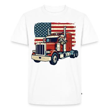 Trucker US Semi Truck Driver Raccoon - Men's Premium Organic T-Shirt - white - Front - Nico (187cm)
