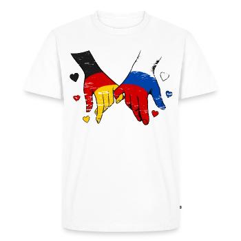 Germany Russia Flag Holding Hands - Men's Premium Organic T-Shirt - white - Front - Nico (187cm)