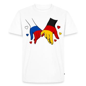 Russia Germany Flag Holding Hands - Men's Premium Organic T-Shirt - white - Front - Nico (187cm)