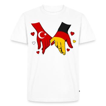Drapeau de l’Allemagne de Turquie se tenant la main - T-shirt Premium bio Homme - blanc - Devant - Nico (187cm)