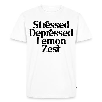 Citation drôle sur le zeste de citron stressé et déprimé - T-shirt Premium bio Homme - blanc - Devant - Nico (187cm)