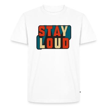 Reste bruyant Texte rétro de blocs - T-shirt Premium bio Homme - blanc - Devant - Nico (187cm)