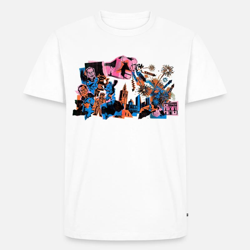 Fallas De Valencia Fireworks Risograph - Men's Premium Organic T-Shirt - white